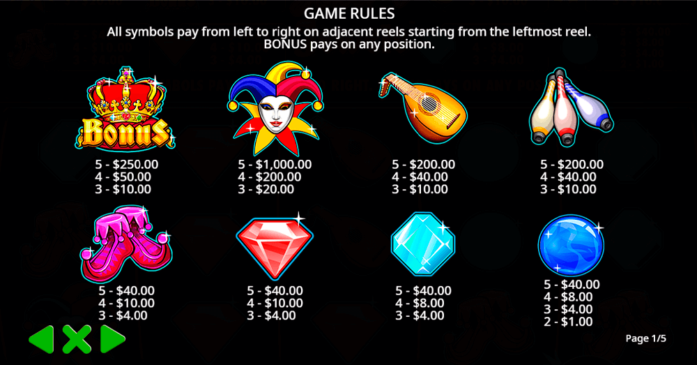 Joker Jewels Symbols & Paytable Joker Jewels Symbols & Paytable